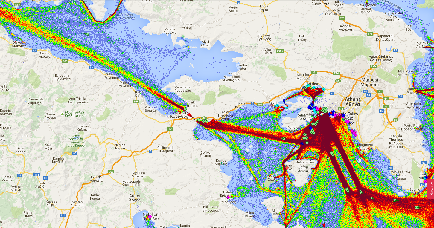 Live Marine Traffic, Density Map and Current Position of ships in CORINTH CANAL